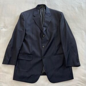 Principe Italy Mens 42R Navy Blue Blazer Guabello Super 130s Wool Sport Coat
